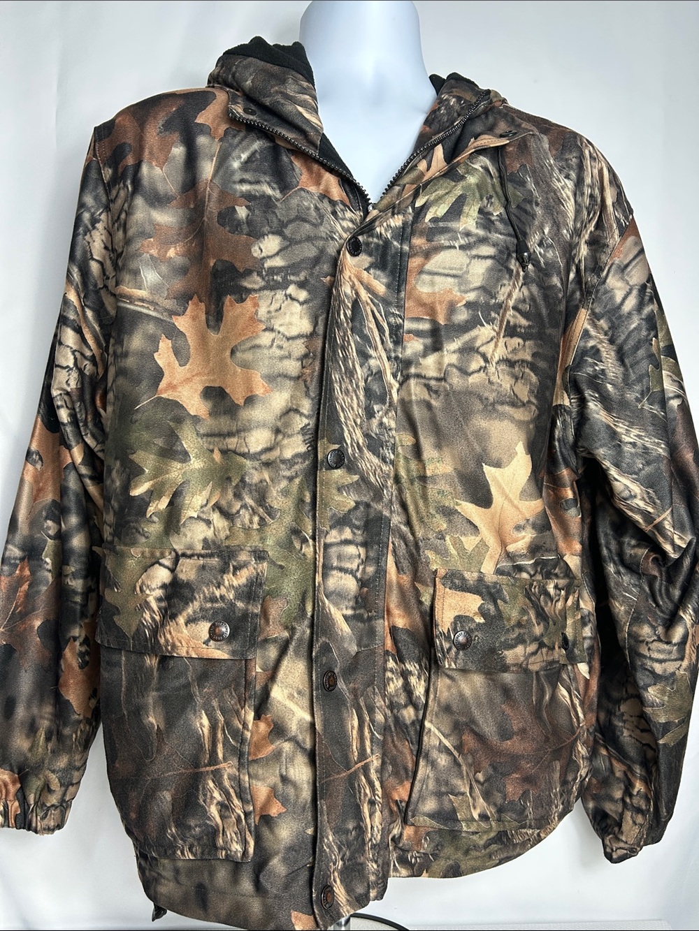 Northwest Territory Men’s Large Dark Camouflage Full Zip Snap Hooded Jacket